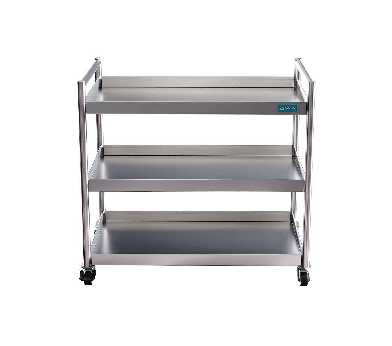 Carrinho de Serviço Inox 3 Planos C/ Varanda 80x50x105