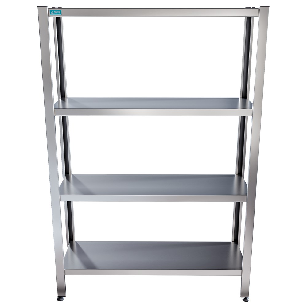 Estante em Aço Inox com 4 prateleiras lisas 100x50x180
